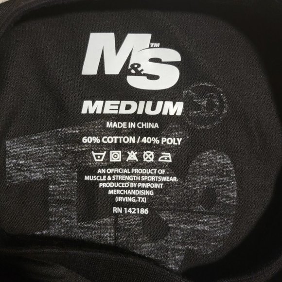 M&S Mens All Or Nothing BPI Sports Black V-Neck T-Shirt Medium - Picture 3 of 4